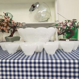 Anchor Hocking punch bowl set